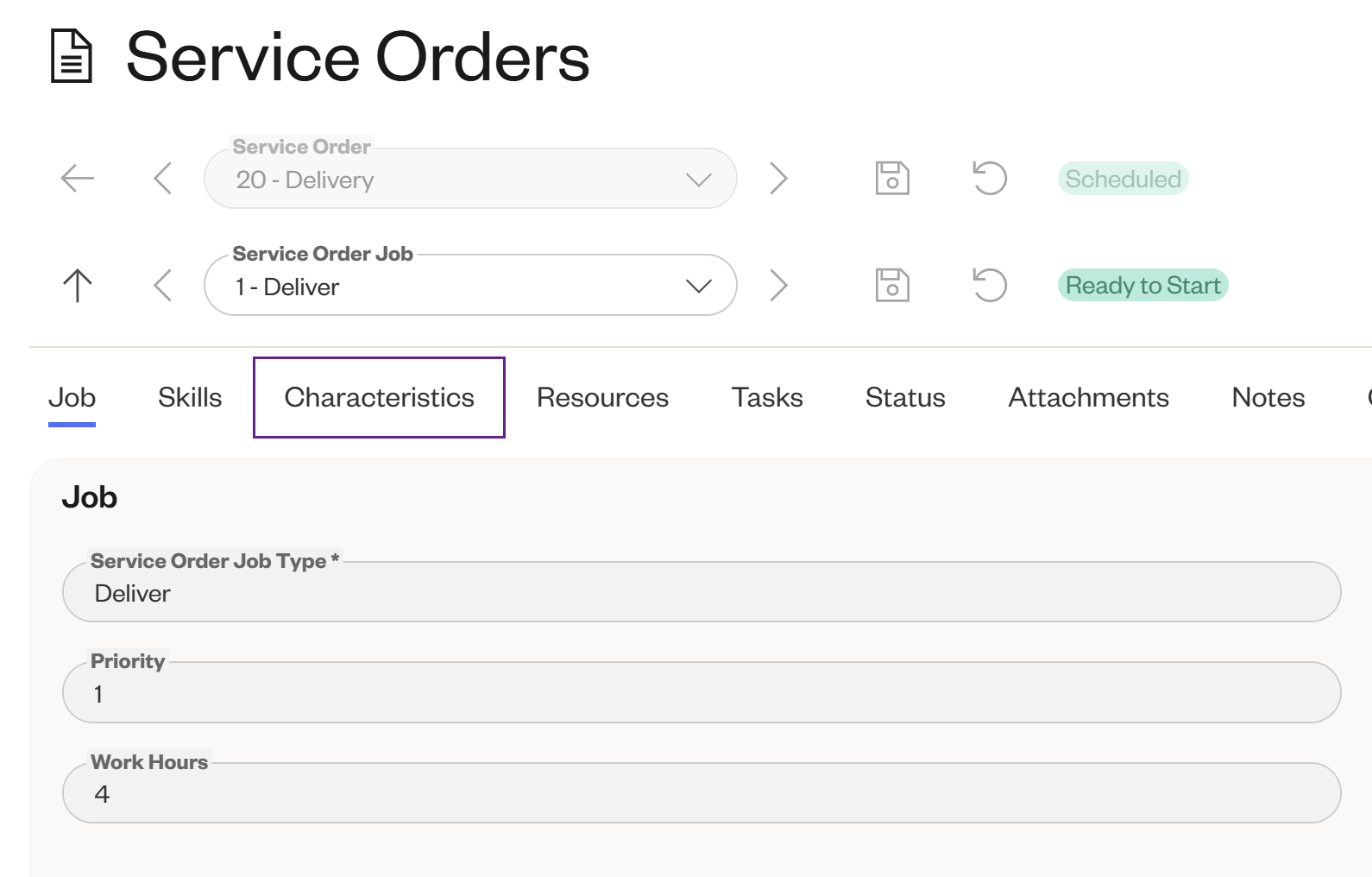 Adding a characteristic to a job – Insight